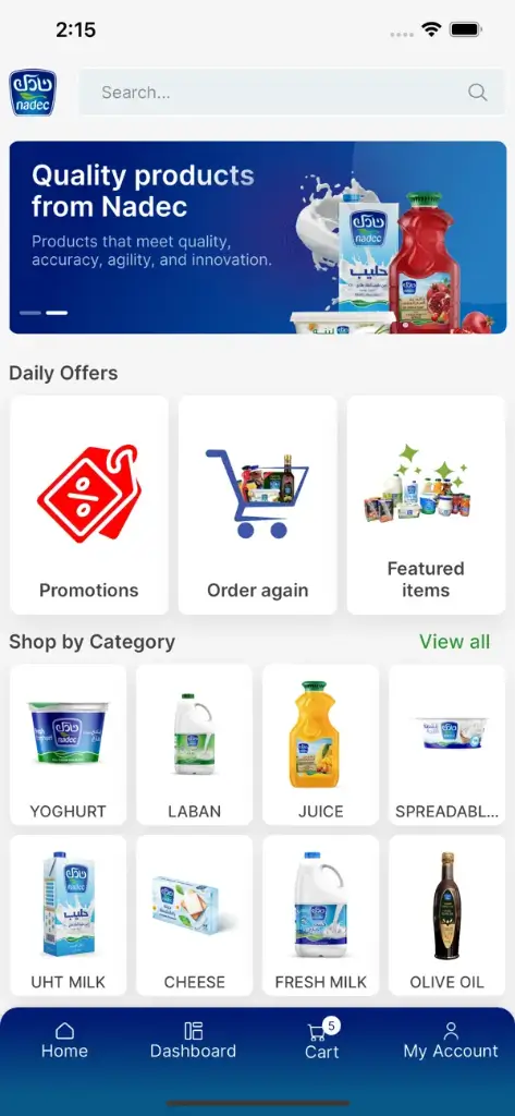 Nadec eCommerce store and products catalog